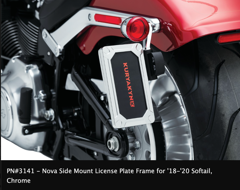 Nova Side Mount License Plate Frame for '18-'21 Softail