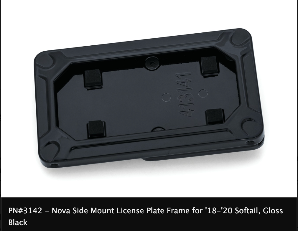 Nova Side Mount License Plate Frame for '18-'21 Softail