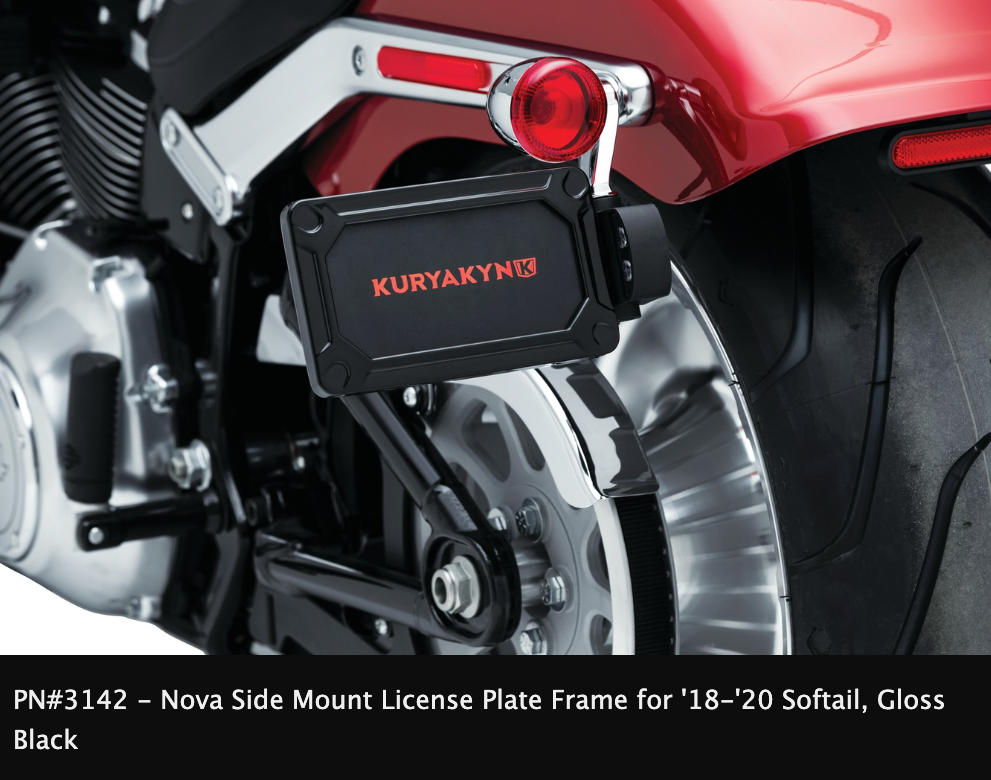 Nova Side Mount License Plate Frame for '18-'21 Softail