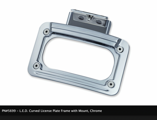 L.E.D. Curved License Plate Frame with Mount for Indian