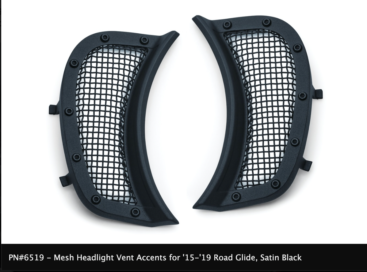 Mesh Headlight Vent Accents for Road Glide