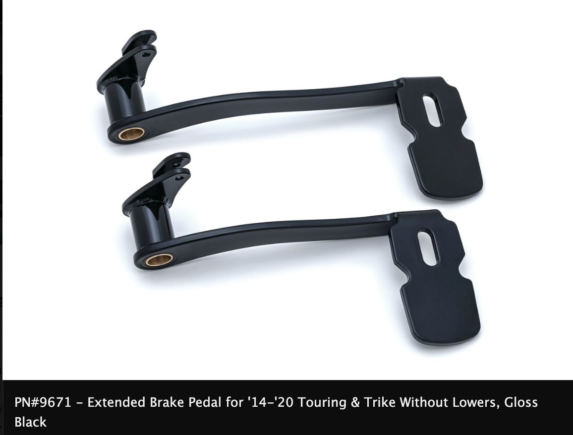 Extended Brake Pedals for '14-'21 Touring and Trike Models