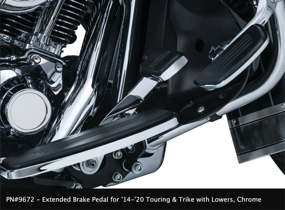 Extended Brake Pedals for '14-'21 Touring and Trike Models